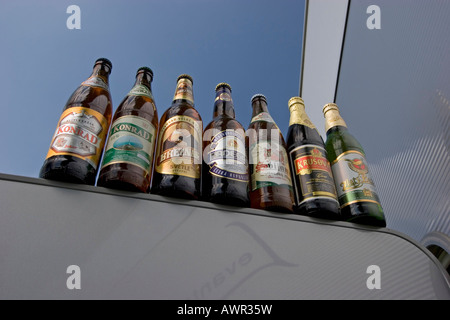 Sieben tschechisches Bierflaschen Stockfoto