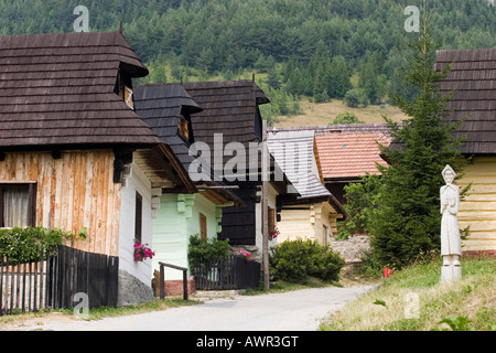 Vlkolínec, typisches Bergdorf auf dem Velká Fatra Gebirge, UNESCO-Weltkulturerbe, Slowakei Stockfoto