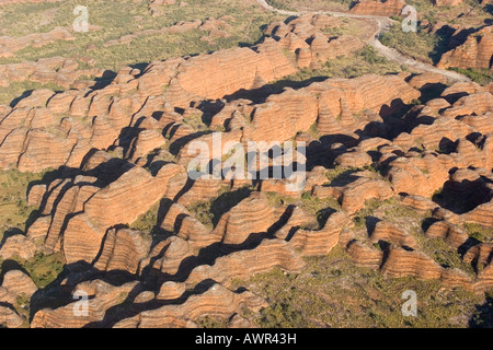 Purnululu National Park, Bungle Bungle Range, Luftaufnahme, UNESCO-Weltkulturerbe, Kimberley, Western Australia, WA, Australien Stockfoto