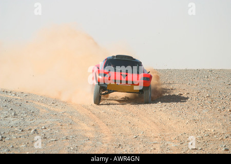 Paris-Dakar Tarek Fahrzeug Prototypen testen in Marokko, VW, Treiber, Jutta Kleinschmidt, Co-Pilot Fabrizia Pons, Marokko, Afrika Stockfoto