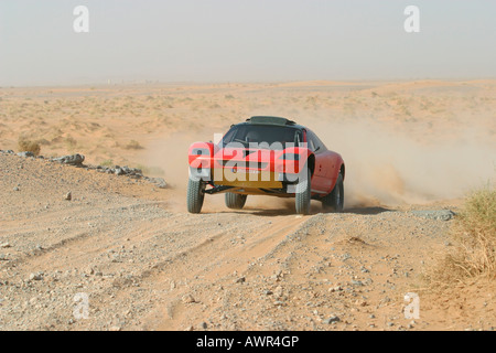 Paris-Dakar Tarek Fahrzeug Prototypen testen in Marokko, VW, Treiber, Jutta Kleinschmidt, Co-Pilot Fabrizia Pons, Marokko, Afrika Stockfoto