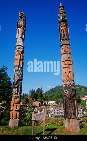 Tlingit Totempfähle, Wrangell, südöstlichen Alaska, USA Stockfoto