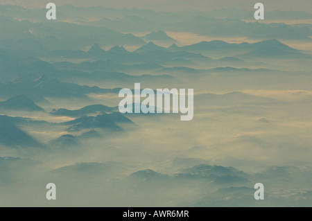 Nebelmeer über die Täler von Voralpengebiet, Allgäu Stockfoto