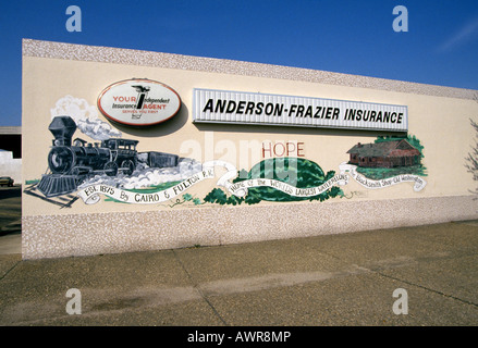 Ein großes Wandgemälde an einem Gebäude in Hope Arkansas der Geburtsort von Präsident Bill Clinton Innenstadt Stockfoto