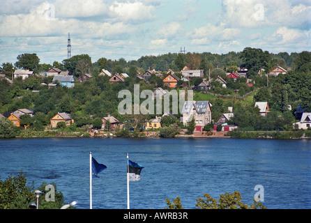 Estnisch-russischen Grenze, Narva, Estland Stockfoto