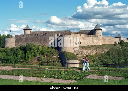 Blick auf die russische Festung Ivangorod, Narva, Estland Stockfoto