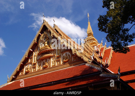 Laos Vientiane Wat, dass Spaß Giebel und Dach Stockfoto