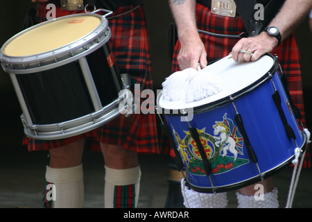 schottische Highland Dudelsack Spieler Schlagzeuger Band Dickens festival Stockfoto