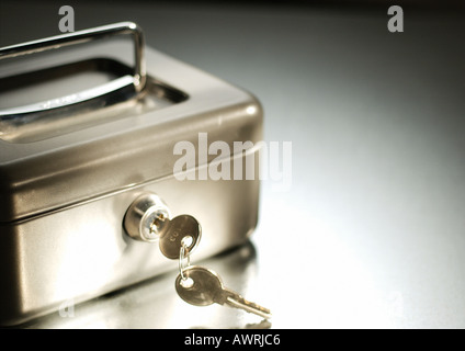 Safe und Schlüssel, close-up Stockfoto