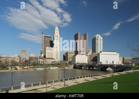 Columbus Innenstadt mit Blick auf den Scioto River Columbus Ohio Stockfoto