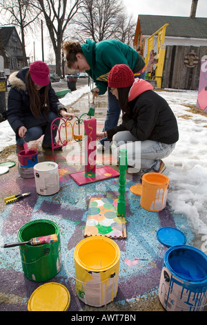 College Student Volunteers in Alternative Spring Break Stockfoto