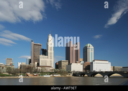 Columbus Innenstadt mit Blick auf den Scioto River Columbus Ohio Stockfoto