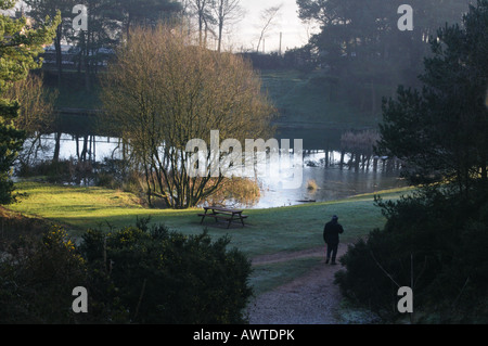 Mann zu Fuß in Parkhall Landschaft Park Stockfoto