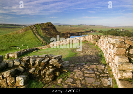 Milecastle 42 auf Hadrian Wand an Cawfields, einmal in der Nähe von gebraut, Northumberland, England Stockfoto