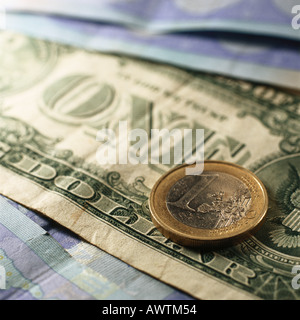 US-Dollar und Euro Stockfoto