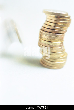 Stapel von Euro-Münzen, Nahaufnahme Stockfoto
