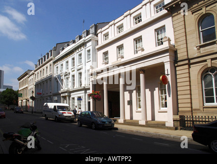 Brauner Sandstein Bank und Bürogebäuden, Colmore Reihe, Birmingham City Centre, England Stockfoto