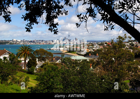 Blick vom North Head, Devonport über Waitemata Harbour, der Stadt Auckland New Zealand Stockfoto