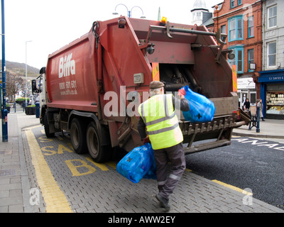 Ein Biffa verschwenden Sammlung kommerziellen Müll Müll Unternehmen LKW Fahrzeug LKW Aberystwyth Wales UK Stockfoto