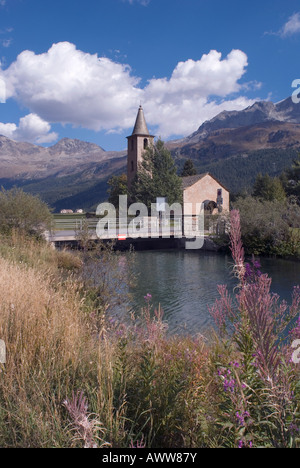 DORF SILS, ENGADIN, KANTON GRAUBÜNDEN, SCHWEIZ Stockfoto