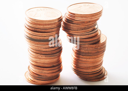 Haufen von Euro-Cent Stockfoto