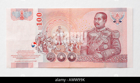 Thailand 100 Baht ein hundert Banknote Stockfoto