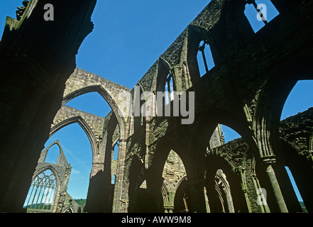 Ruinen des 13. Jahrhunderts Tintern Abbey von The River Wye 1131 von Zisterziensermönchen gegründet Stockfoto