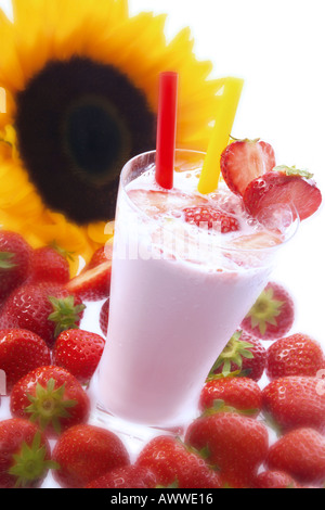 Erdbeer shake, Nahaufnahme Stockfoto