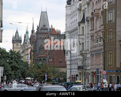 Parizska Trida Paris Avenue Prag mit unterschiedlichsten Baustile von der Gotik bis zum Jugendstil Stockfoto