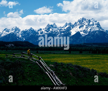 Besucher bietet spektakuläre Aussicht im Grand Teton National Park im Nordwesten von Wyoming Stockfoto