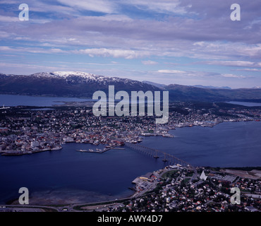 Blick auf Tromsø aus Berg Storsteinen Norwegen Stockfoto