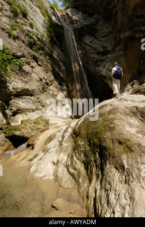 Wasserfall neben Nydri Dorf, Lefkada, Eptanese, ionische Insel, Griechenland Stockfoto
