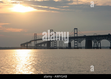 Der Chesapeake Bay Bridge gesehen von Südosten am späten Nachmittag Stockfoto