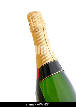 Champagner Flasche isoliert auf weißem Hintergrund Stockfoto