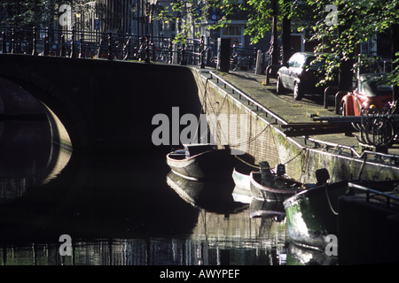 Kanal-Szene in Amsterdam Niederlande Stockfoto