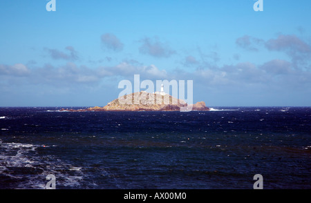 Runde Insel Leuchtturm Isles of Scilly Cornwall Stockfoto