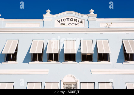 Bermuda, Hamilton, Pastell farbigen Architektur entlang der Front Street, der Hauptstraße in Hamilton Stockfoto