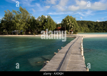 Steg, Karpfen Insel Resort, Palau, Mikronesien Stockfoto