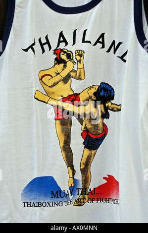 Muay Thai (Thaiboxen) T-shirt, Bangkok, Thailand, Südostasien, Asien Stockfoto