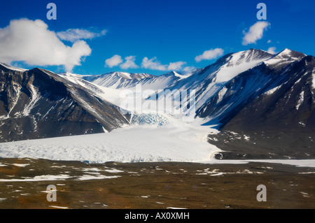 Kanada-Gletscher gesehen aus einem Hubschrauber, Taylor Valley, McMurdo Dry Valleys, Antarktis Stockfoto