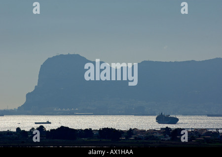 Spanien Andalusien Gibraltar Rock Silhouette Stockfoto