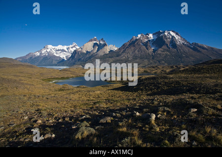 Landschaft im Torres del Paine-Massivs, Nationalpark Torres del Paine, Patagonien, Chile, Südamerika Stockfoto