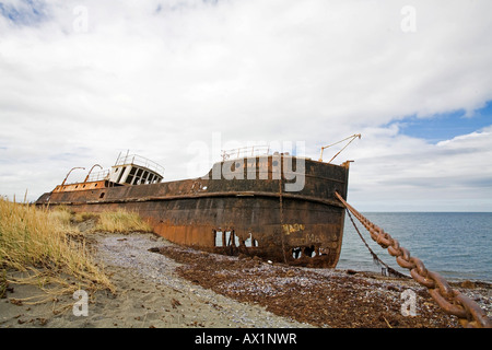 Schiff Wrack Dampf Amedeo, San Gregorio, atlantische Ozean, Chile, Patagonien, Südamerika Stockfoto