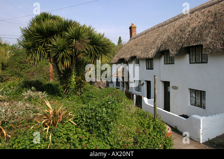 Somerset Watchet Mill Street strohgedeckten Hütten an der Lastesel-Brücke Stockfoto