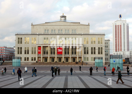 Opernhaus und Augustusplatz (Augustus-Platz) in Leipzig, Sachsen, Deutschland, Europa Stockfoto