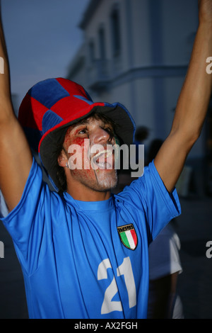 italienische Fan nach dem italienischen Sieg des Fußball-Weltmeisters chip im Jahr 2006 Stockfoto