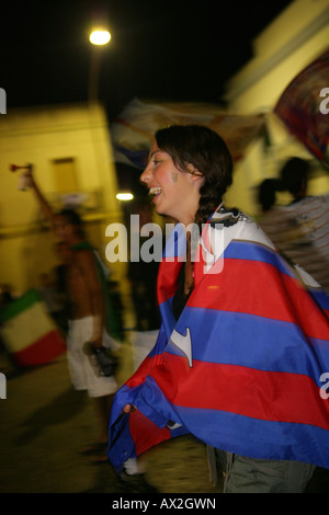 italienische Fan nach dem italienischen Sieg des Fußball-Weltmeisters chip im Jahr 2006 Stockfoto