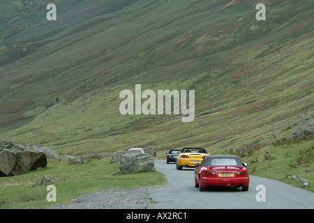 Sportwagen-▄bersicht Honister Pass, die Seenplatte, Cumbria, England Stockfoto