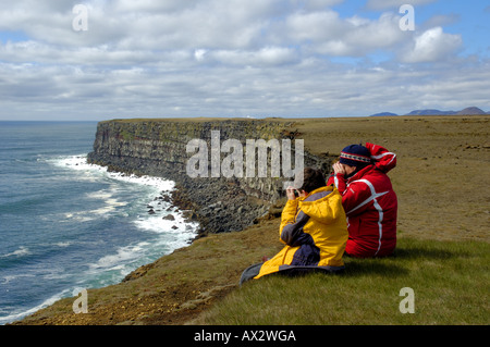 Vogelbeobachtung auf Krisuvikurberg Island Stockfoto