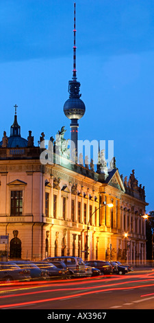 Berlin unter den Kalk Bäume Zeughaus Geschichte Museum Alex TV Tower Unter Höhle Linden Ampel rot Stockfoto